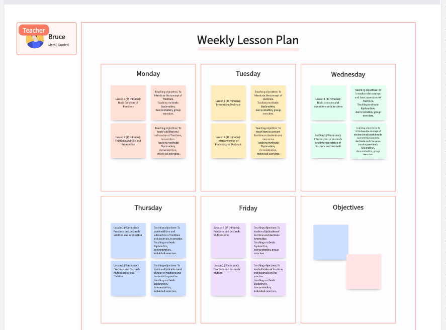 weekly learning plan