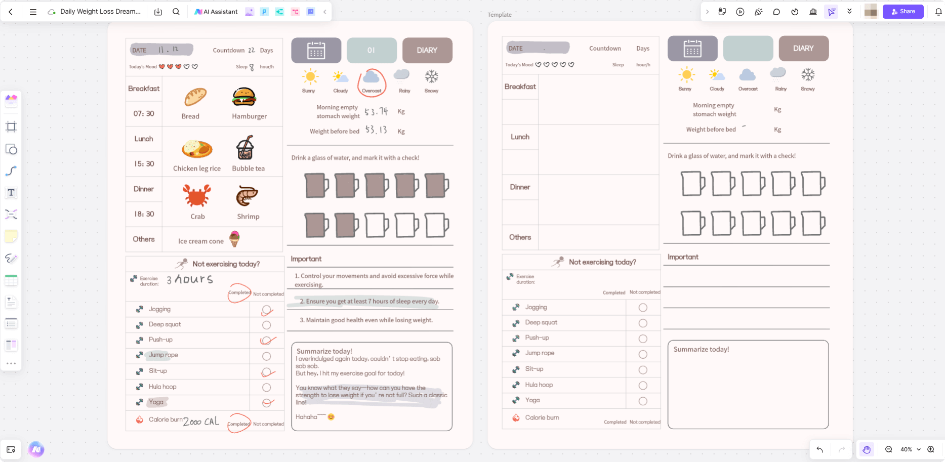 Daily-Weight-Loss-Dream-Board-Template