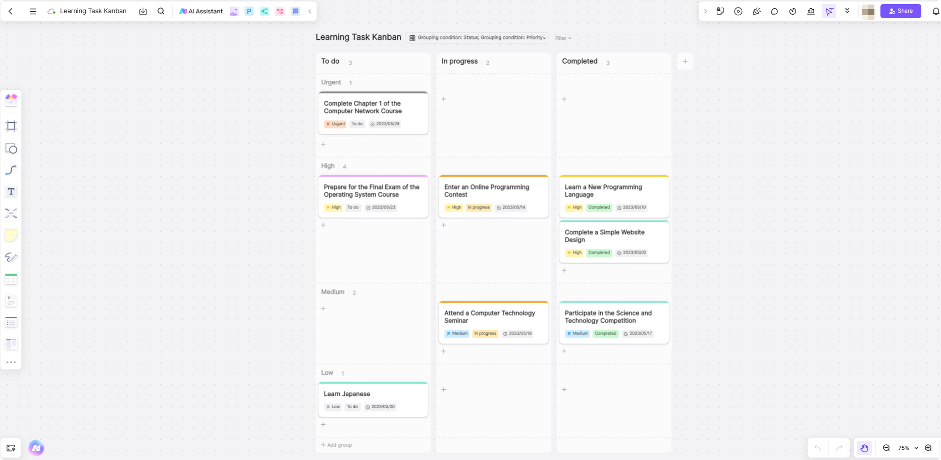 Learning-Tasks-Kanban