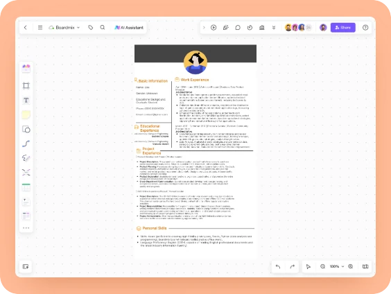 Vista previa de plantilla de currículum de gestión de producto