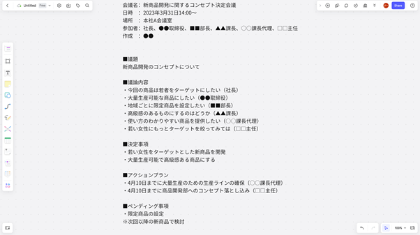議事録のテンプレート