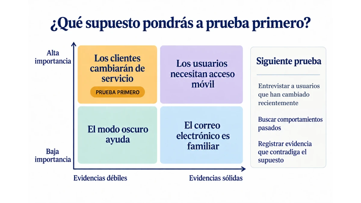 Taller de mapeo de supuestos: qué poner a prueba primero