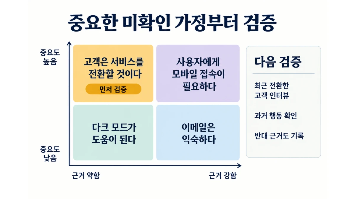 가정 매핑 워크숍: 무엇부터 검증할지 정하는 방법