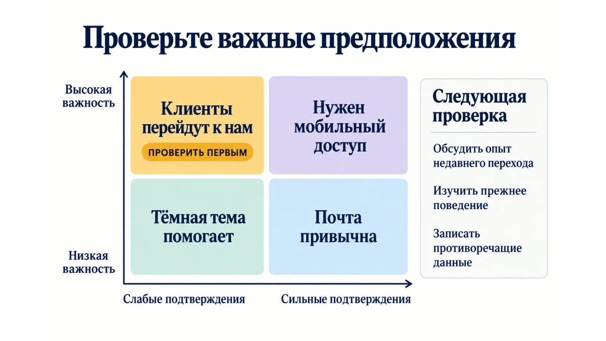 Карта предположений: какие гипотезы проверять первыми