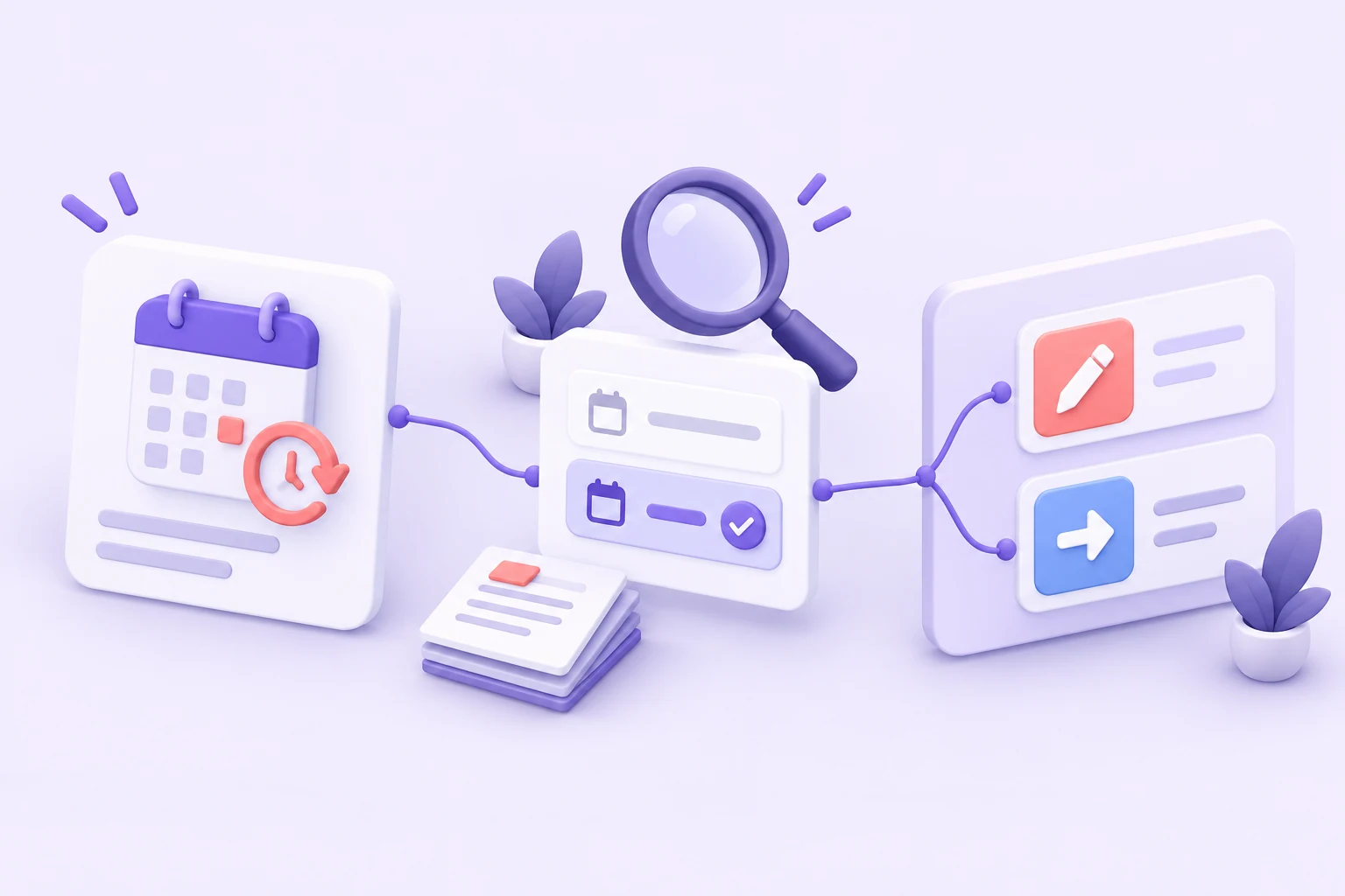 A booking reminder leads to a rescheduling task, an observation, and a product decision.
