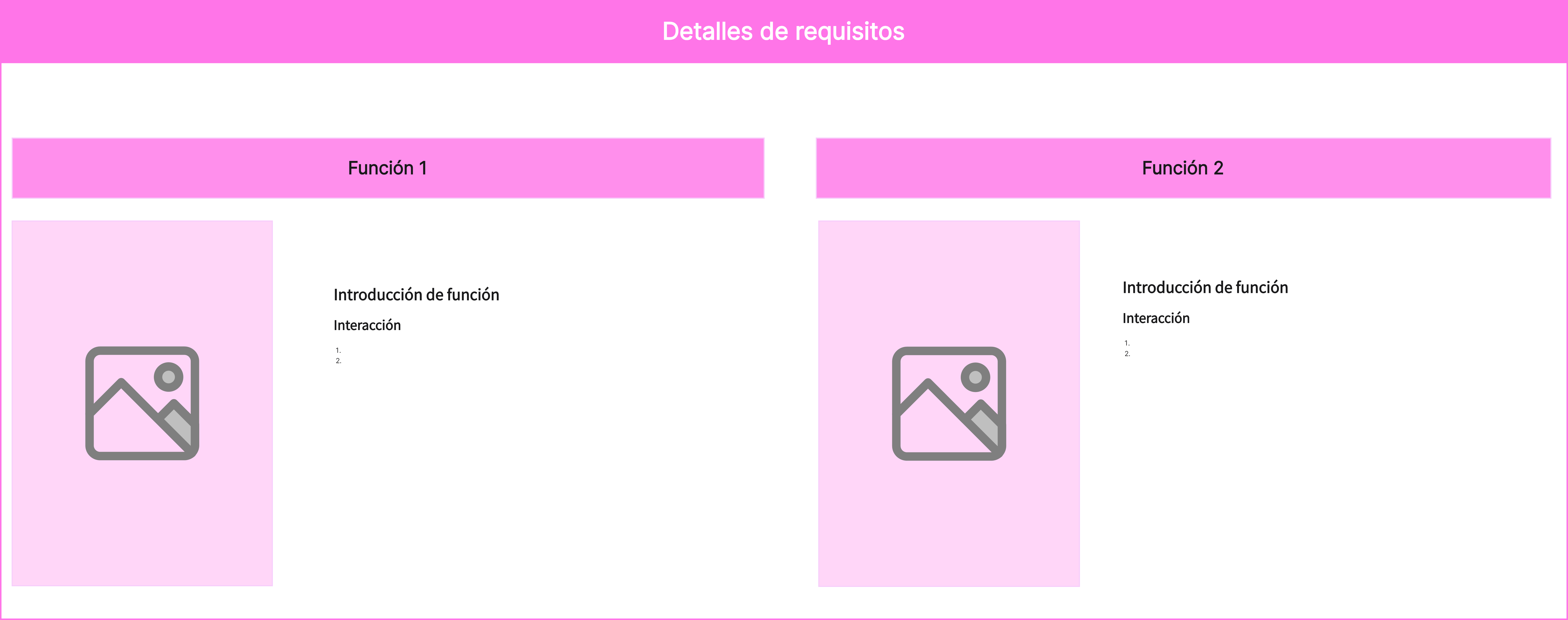Espacios para detallar dos funciones e incluir sus bocetos