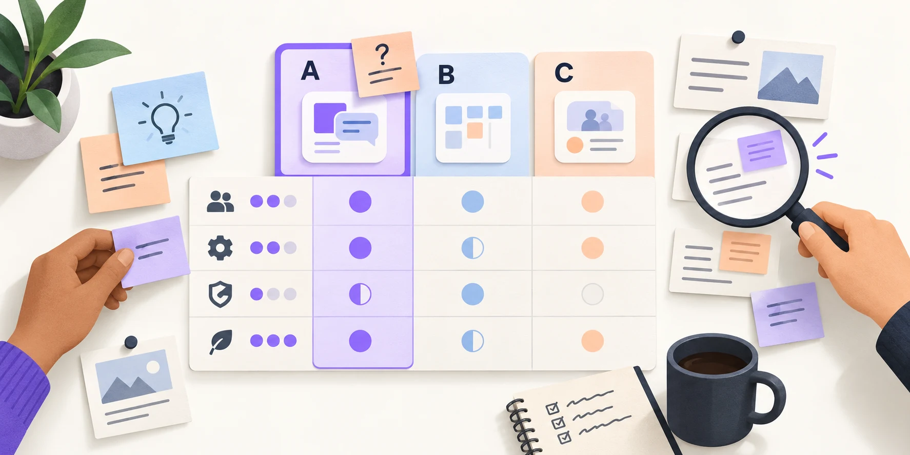 A weighted decision matrix compares three collaboration tools against agreed criteria and shows how the team reaches a defensible choice.