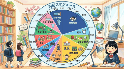 学生向けの円形スケジュール表