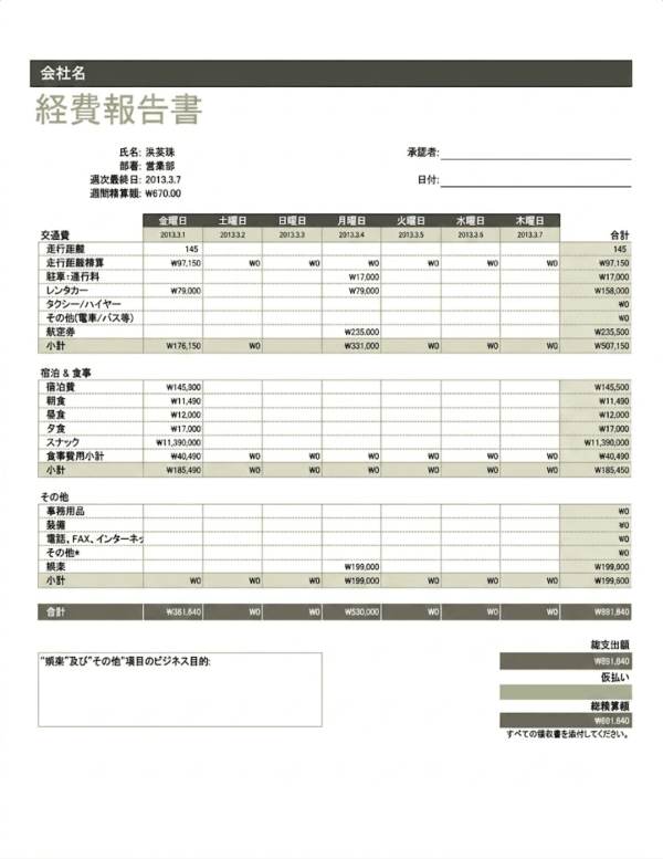 経費精算書