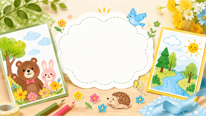 イラスト入りのポップなカード