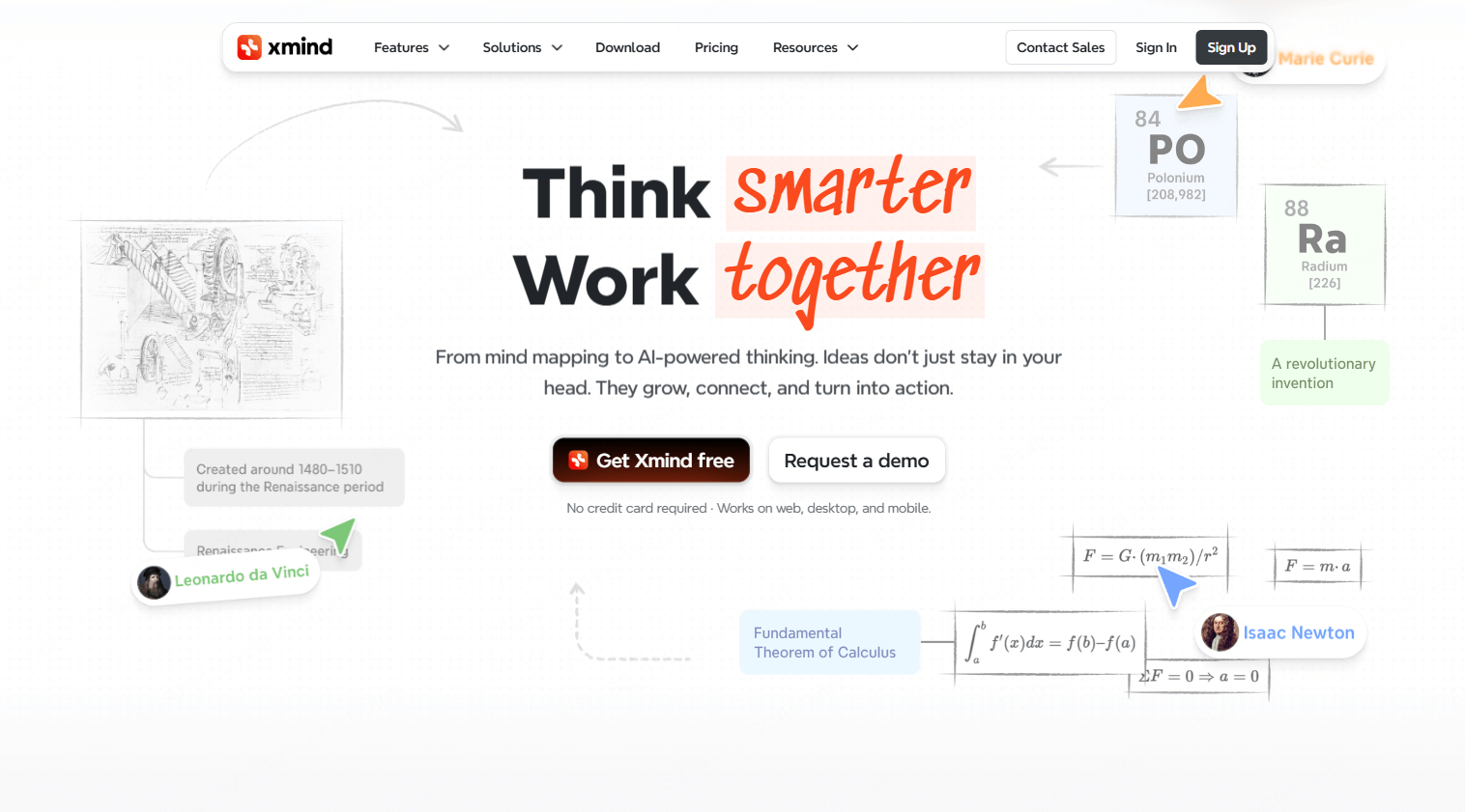 Xmind 웹사이트의 제품 소개 화면