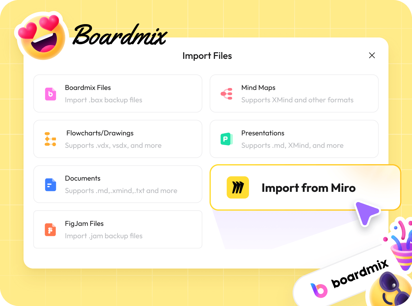 Boardmix import from Miro feature